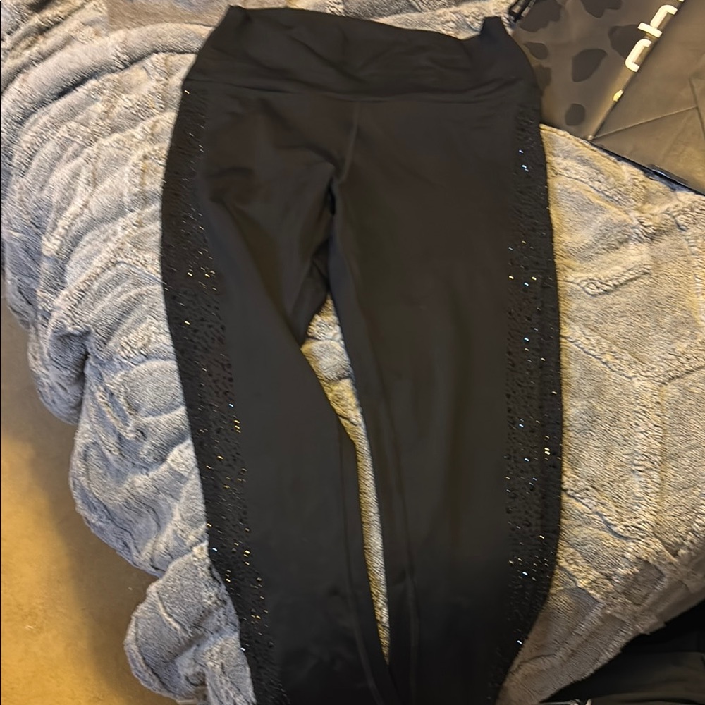 Luxe Lady Fit Black Sequin Trim Leggings